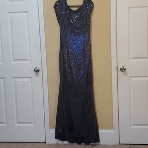 Full Length Navy Sequin Dress